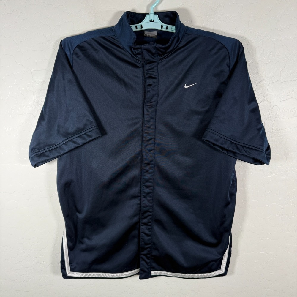 Vintage Nike Shirt‎ Jacket Mens Large Blue Warm Up Basketball Snap Button